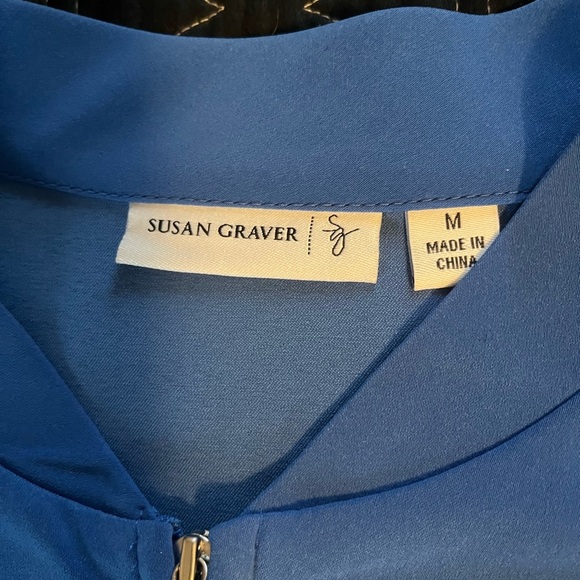 Susan Graver Saphire Bomber Jacket with Silver Detsil, size M - Picture 3 of 4